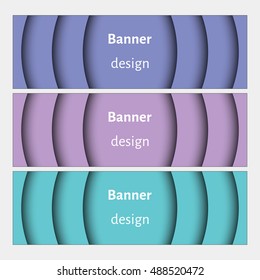 Set of realistic abstract banners with shadows. Web banners set. Creative design. Vector illustration.