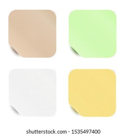 Set of realistic adhesive stickers. different colours rectangular labels mockup. Vector illustration. EPS 10.