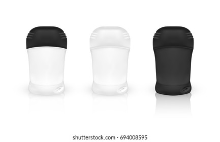 set of realistic antiperspirant container isolated on white background. vector illustration