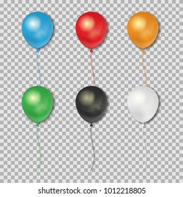 Set of realistic balloons isolated on transparent background. Vector illustration. Eps 10.