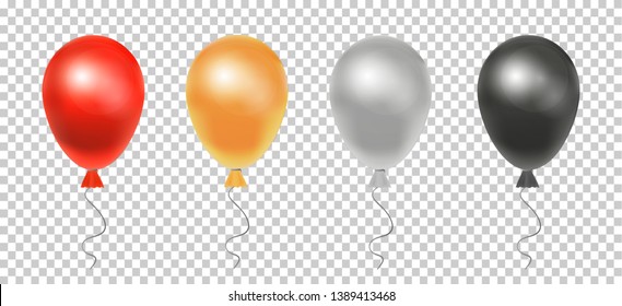 Set of realistic balloons. Balloons on a transparent background. Vector illustration.