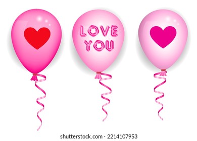 set of realistic balloons party in various colors isolated