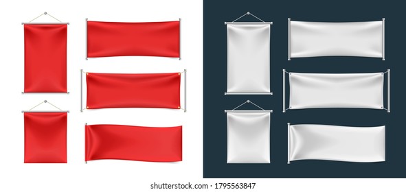 Set of Realistic Banner with Folds . Isolated Vector Elements