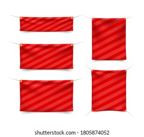 Set of Realistic Banner with Folds . Isolated Vector Elements