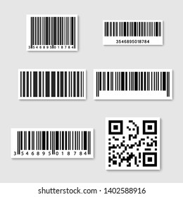 Set of realistic Barcode sticker. Bar code sticker icons