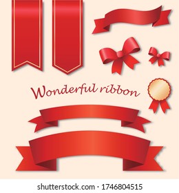 Set of realistic and beautiful ribbon illustrations