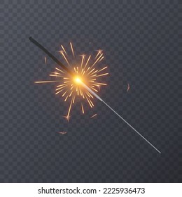 Set of realistic bengal light effects isolated on transparent background, decoration light effect for christmas holiday greeting card design.