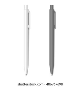 Set of realistic black and white pens mockup