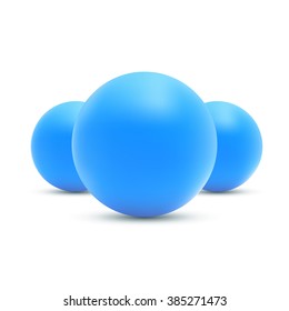 Set of realistic Blue balls. Blue sphere vector illustration