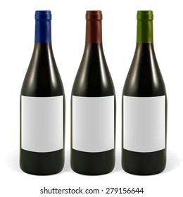 Set realistic bottles of red wine.  Illustration contains gradient meshes.