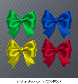 Set of realistic bow on transparent background. Vector eps 10
