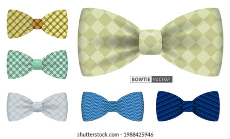 conjunto de corbata de arco realista o corbata de arco de los hombres traje para uniforme de oficina o varios conceptos de ropa de corbata de arco. vector de pasos
