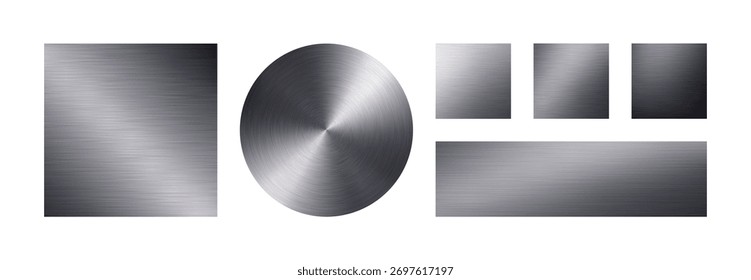 Conjunto de fondos realistas de textura de metal cepillado con varios efectos de luz para diseño industrial o elemento gráfico
