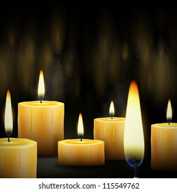 Set realistic burning candle. Eps 10