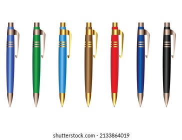 Set of realistic business color pen vector 