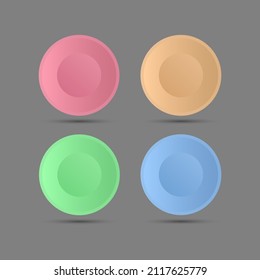 Juego de botones realistas sobre un fondo gris. Ilustración del vector