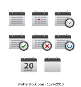 Set of realistic calendar icons in vector