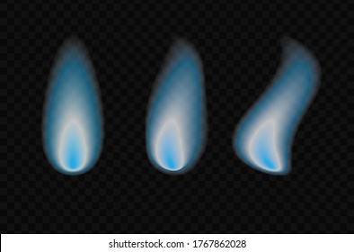 Set of realistic candle fire flame isolated