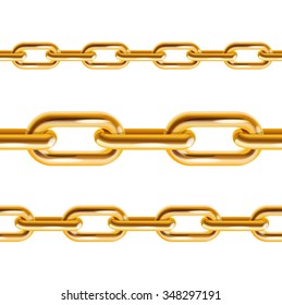 Set of Realistic Chain Gold. Vector illustration