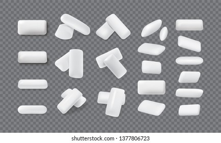 Set of realistic chewing gums isolated on dark background vector