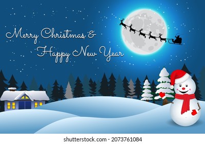 set of realistic christmas background or snowman with santa hat on snowy background. eps vector