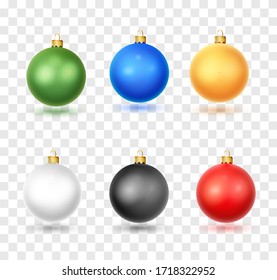 Set of realistic Christmas ball. Christmas baubles isolated on white backgroundon white background. Christmas decorations