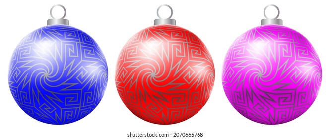 Set of realistic christmas balls.