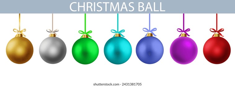 Set of realistic christmas balls. Christmas toys on the Christmas tree	
