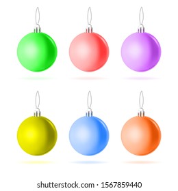 Set of realistic christmas balls. Vector illustration.