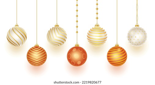 set of realistic christmas bauble ornaments design 