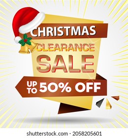 set of realistic christmas big sale banner or origami banner template special offer or christmas discount banner. eps vector