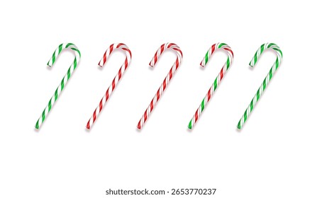 Set von realistischen Weihnachtsbonbons. Vektorgrafik einzeln.