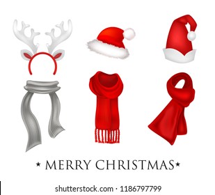 Set of realistic Christmas decorations. Vector illustration