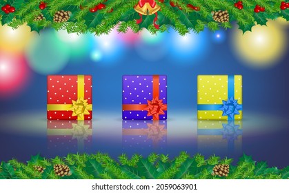 set of realistic christmas gift boxes isolated or christmas present red and gold boxes. eps vector