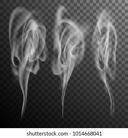 Set of realistic cigarette smoke waves isolated on transparent background. And also includes EPS 10 vector