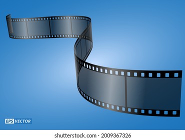 eine Reihe von realistischen Kinokollektoren einzeln oder Filmstreifen-Kino 35 mm oder realistisches Filmstreifen-Hintergrund-Konzept. EPS-Vektor