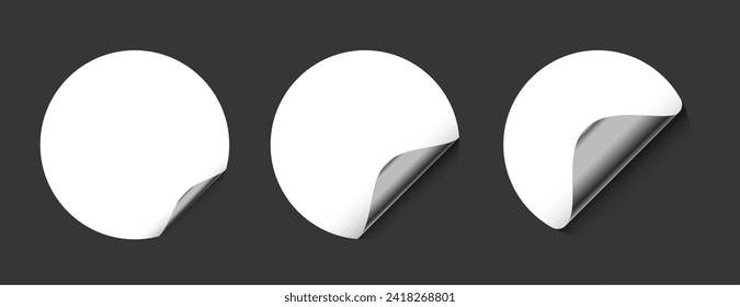 set of realistic circular sheet curl mockup design vector 