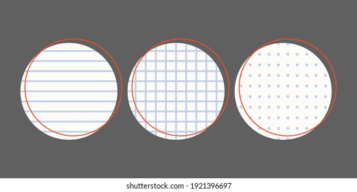 Set realistic clean papers with lines isolated, dots and cells. Ruled, dotted, millimeter and squared papers