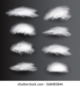 set realistic cloud graphic template.  transparent vector illustration.