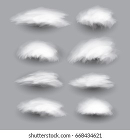 set realistic cloud graphic template. transparent vector illustration.