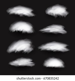 set realistic cloud graphic template. transparent vector illustration.