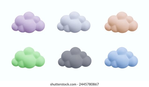Set of realistic clouds of different colors. Isolated vector objects for landscape design, scenes