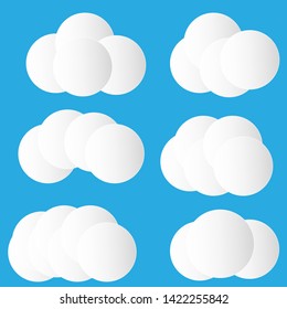 set of realistic clouds made with circles vector