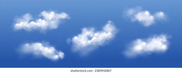 Set of realistic clouds on a transparent background.  