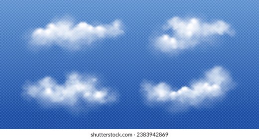Set of realistic clouds on a transparent background.  