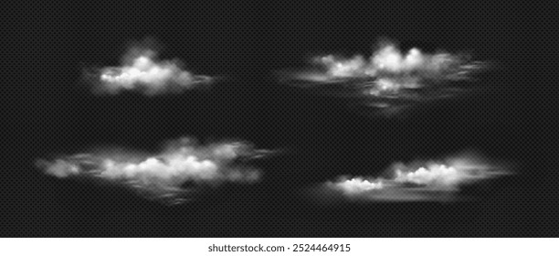 Set of realistic clouds on a transparent background.  