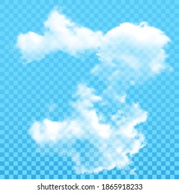 Set of realistic clouds.Weather elements for design on an isolated transparent background.3D vector illustration.