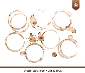 set of realistic coffee stains, vector illustration 