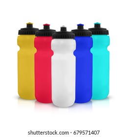 set of realistic color bottle isolation on white background. vector illustration 