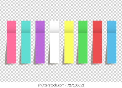 Set of realistic color paper stickers whith shadow isolated on white. Vector illustration